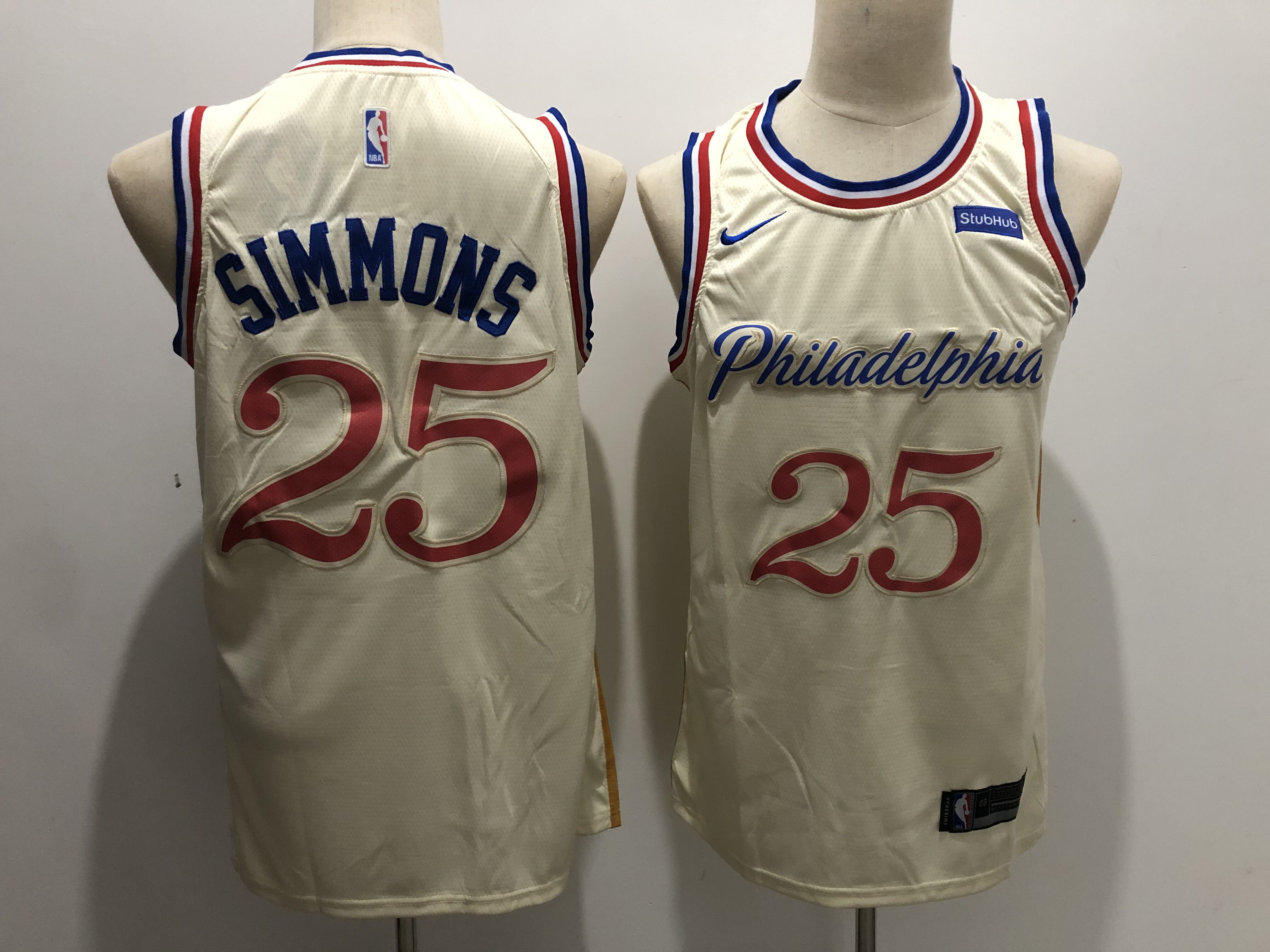 Men Philadelphia 76ers #25 Simmons Cream City Edition Nike NBA Jerseys->philadelphia 76ers->NBA Jersey